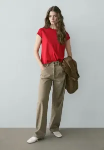 Свободные джинсы с завышенной талией, мешковатого кроя. Massimo Dutti, Sand