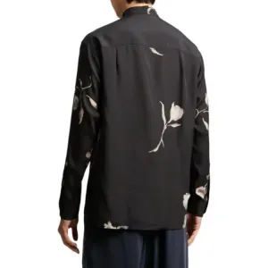 Рубашка с цветочным принтом на пуговицах EMPORIO ARMANI, черный