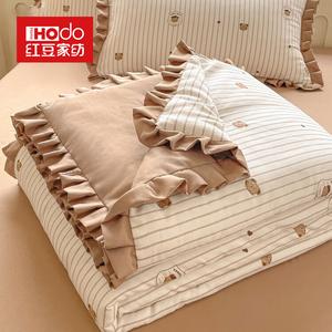 Red Bean Home Textiles Комплект постельного белья из 3 предметов (летнее одеяло 150х200 см, 2 наволочки), двухслойный марлевый, из соевого волокна, цвет Bear's Tale