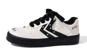 Кеды, скейтборд обувь женская низкая бежевый/черный Feiyue