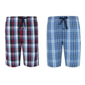 Мужские тканые шорты в клетку без тегов (упаковка из 2 шт.) Hanes, цвет red/blue plaid