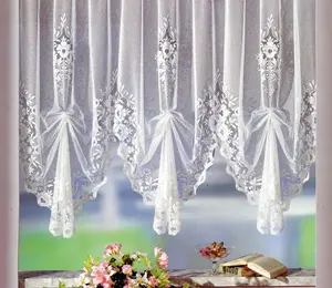 Шторы Heimtexland с высокой сборкой, белые, с присборенной лентой, прозрачное кружево, тип 10, высота 175 см, уже собраны - 5 арок, декоративная ширина 250-290 см heimtexland