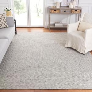 Ковер SAFAVIEH, 305 x 427 см,  Braided Collection, Grey & Ivory, ручной работы, дизайн в стиле фермерского дома, идеально подходит для помещений с высокой проходимостью: гостиная, спальня, столовая (BRA201F-10)