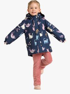 Детская водонепроницаемая куртка с капюшоном и принтом кошки Lindex, Dark Blue