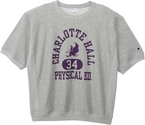 Толстовка Champion с коротким рукавом, круглый вырез, 100% хлопок, технология REVERSE WEAVE, C3-D004-070-L-26SS, серый