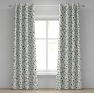 Занавеска на люверсах ABAKUHAUS для чаепития, с нарисованными вручную чайниками, чашками и сладостями, сердечками, цветами и напитками, декоративная двухпанельная штора для окна, 280 x 260 см, цвет черный, белый, зеленый