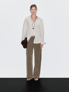 Широкие брюки свободного кроя с вытачками Massimo Dutti, Mole Brown