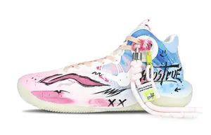 LINING Sonic 9 Team устойчивые к скольжению, устойчивые к истиранию, устойчивые к отскоку баскетбольные кроссовки Mid top мужские Blue Pink