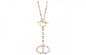 HERMES 2022 18K розовое золото Chaine D'Ancre колье с бриллиантами