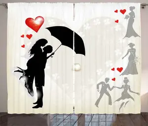 Шторы ABAKUHAUS в черно-белом деревенском стиле, Любовь и отношения в паре, универсальные, для гостиной, с петлями и крючками, 280 x 175 см, цвет: черный, белый, красный Abakuhaus