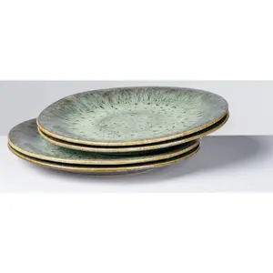 Gipfelstück тарелка «Берег реки», (набор, 4 шт.), реактивная глазурь, необычная, визуальный цветовой градиент, Ø 26,5 см, синий/бирюзовый/коричневый