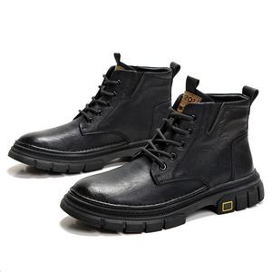 Wolves • Family QUNLANGSHIJIA Мужские короткие ботинки мартинсы черные со скрытой платформой, цвет Black Hidden Wedge