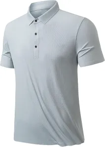 Мужская поло из ледяного шелка с ребристой вязкой, классический воротник, короткие рукава Gsywaipei