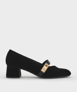 Туфли-лодочки Lando с металлической пряжкой Charles & Keith, цвет Blacktextured