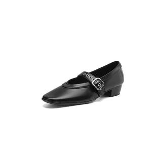 Hongyanglin Женские туфли Мэри Джейн на массивном каблуке черные, цвет Black