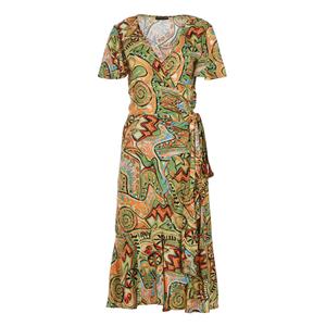 Платье миди из вискозы с узором трайбл-рапсодия Conquista, оранжевый