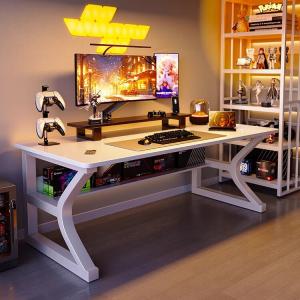 Компьютерный стол Naijia белый 140x60 см, усиленная рама 40x20 мм, с полкой