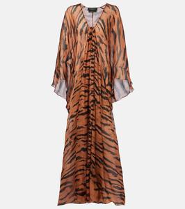 Шёлковый кафтан Sabine Getty с принтом Adriana Degreas, Beige