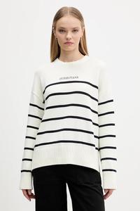 Хлопковый свитер Guess Jeans, бежевый