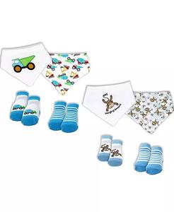 Нагрудники и носки на застежке для маленьких мальчиков, набор из 8 предметов Baby Mode, мультиколор