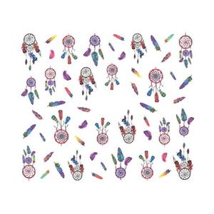 Водные наклейки № YZW-A1261 Перья ловца снов без фона - для декорирования гелевых, акриловых, натуральных и гибридных ногтей., AllePaznokcie