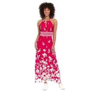 Женское макси-платье с принтом и бретельками через шею London Times, цвет berry