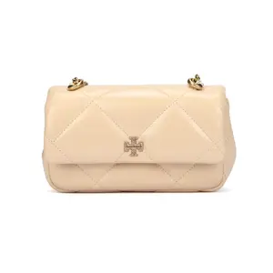 TORY BURCH Кожаная мини-сумка кроссбоди через плечо женская бежевая