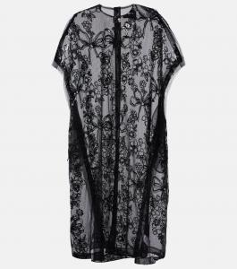 Украшенное платье миди из тюля с накладками Simone Rocha, черный