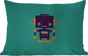 Подушка для улицы Робот Лицо Антенна - синяя - для мальчиков - 50 x 30 см - водонепроницаемая - подушка для отдыха - подушка для дивана - украшение для гостиной MuchoWow