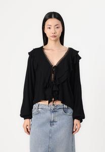 Блуза Gina Tricot FRILL TIE, Black