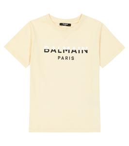 Футболка из хлопкового джерси с логотипом Balmain Kids, Cream Colour