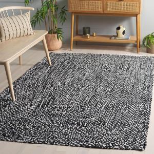 Ковер SAFAVIEH, 183 x 275 см, - коллекция Braided - черный и ivory, ручное плетение из хлопка, бохо стиль реверсивный, идеально для гостиной, спальни, столовой (BRD210Z)