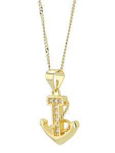 Adeliás Женский кулон из серебра 925 пробы с фианитами в золотой оправе