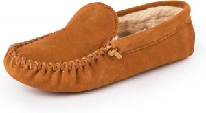 Мужские тапочки Minnetonka с ворсистой подкладкой и мягкой кожаной подошвой, коричневый