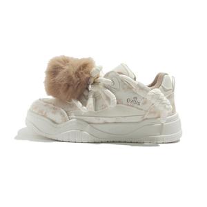 BEIER Скользоустойчивые женские скейтерские кеды с низким верхом розово-бежевый хаки коричневый помпон, цвет Beige Khaki, Brown Pompom