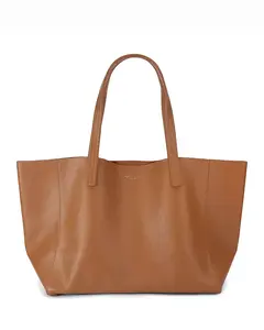 Большая кожаная сумка-шоппер фиолетового цвета Kurt Geiger London, коричневый