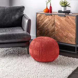 Пуф Berlin Casual Knitted Filled Ottoman Pouf nuLOOM, Размер: 36 x 51 x 51 см см, орех