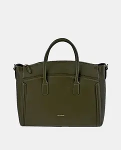 Кожаная сумка-тоут с ручками и плечевым ремнем Guy Laroche, темно-зеленый