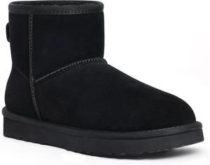 Женские классические мини-ботинки KIDMI из натуральной замши с меховой подкладкой для снега, Black