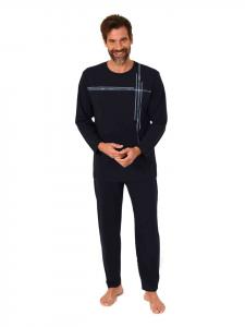 NORMANN Пижама с длинными рукавами и принтом спереди, темно-синего цвета