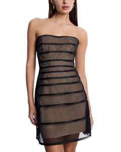 Прозрачное бесшовное платье Volume Strapless BCBGMAXAZRIA, коричневый