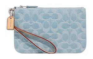Кошелек на запястье из ткани клатч труба женский синий COACH
