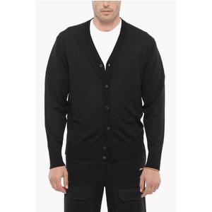 Шерстяной кардиган облегающего кроя с V-образным вырезом Neil Barrett, Black