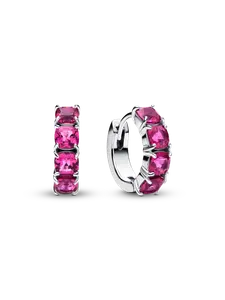 Розовые серьги-кольца Pandora, серебро 925 пробы