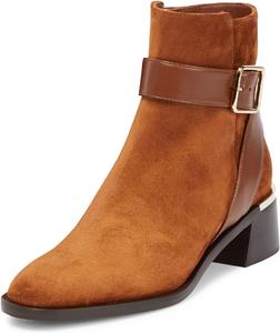 Женские ботильоны YDN с круглыми носками на платформе, невысокий каблук, ремешок с пряжкой, боковая молния, стильная обувь для улицы, размер 4-15 US, Brown