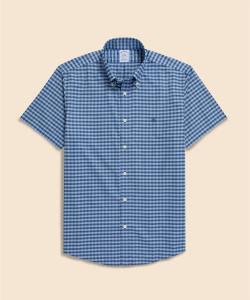 Эластичная оксфордская рубашка с коротким рукавом и логотипом GF, повседневная, стандартного кроя.