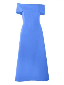 Платье миди с открытыми плечами Carolina Herrera, синий