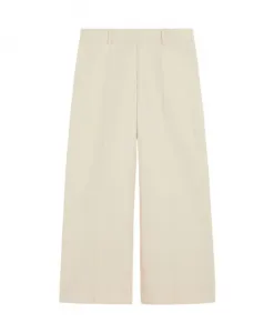 Белые укороченные брюки с широкими штанинами Weekend Max Mara, бежевый