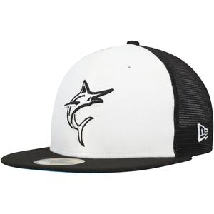 Мужская кепка New Era черно-белая Miami Marlins 2023 для тренировок на поле 59FIFTY