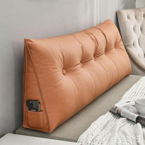 Клиновидная подушка COZMAX для изголовья кровати, чтения и поддержки спины, треугольная, со съемным чехлом (оранжевый, 31,5 дюйма/односпальный)